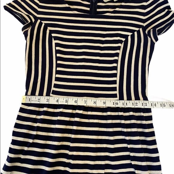 ANN TAYLOR Loft Navy&Tan Striped Tight Knit Dress - Picture 7 of 9